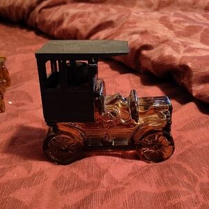 Avon Amber and Black Glass Car Figurine